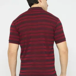 Duke Maroon Regular Fit Striped Polo T-Shirt image 2