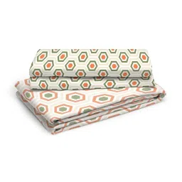 Layers Siena Printed Orange 225 TC Cotton Double Bed Sheet with 2 Pillow Covers image 2