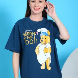 Dreambe Women Pack Of 2 Winnie The Pooh Fusion Graphic Printed Cotton Oversized T-shirts-image-85