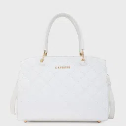 Caprese White Textured Medium Handbag-image-0