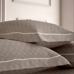 Mulberry Living Cotton Urban Grid Brown 300 TC Set of 2 Pillow Covers image 2