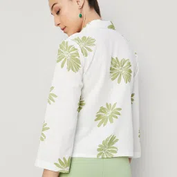 Code by Lifestyle White & Green Printed Top image 2