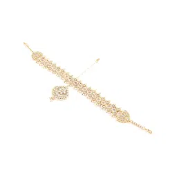 Zaveri Pearls Gold Tone Kundan & Pearls Bridal Matha Patti Style Maangtikka-ZPFK13194 image 5