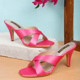 Flat N Heels Women's Pink Cross Strap Stilettos-image-6