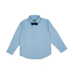 United Colors of Benetton Kids Blue Cotton Shirts-picture-31