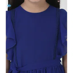 Eavan Kids Royal Blue Solid Maxi Dress image 5