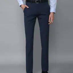 Louis Philippe Navy Slim Fit Texture Trousers-picture-33