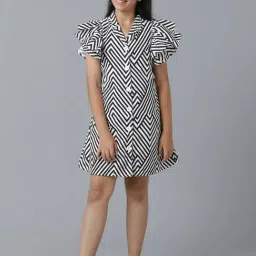 Under Fourteen Only Kids Black & White Cotton Printed Dress-image-49