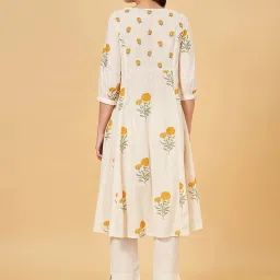 Rangmanch by Pantaloons White Cotton Printed A Line Kurta image 2