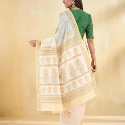 Fabindia Beige Printed Sarees image 2
