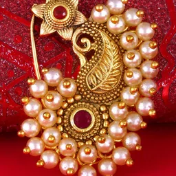 vivastri Gold Plated Alloy Nath Nose Pins image 4