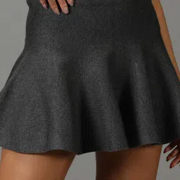 showoffff SHOWOFF Grey Solid Skirt image 5