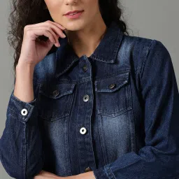 showoffff SHOWOFF Blue Regular Fit Denim Jacket image 5