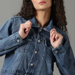showoffff SHOWOFF Blue Regular Fit Denim Jacket image 5