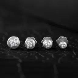 ORIONZ Sterling Silver Cubic Zirconia Studded Circular Shaped Studs-picture-29