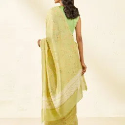Taneira Light Green Printed Saree With Unstiched Blouse image 2