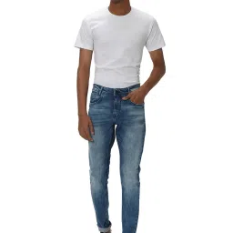 Mufti Blue Skinny Fit Heavily Washed Jeans image 5