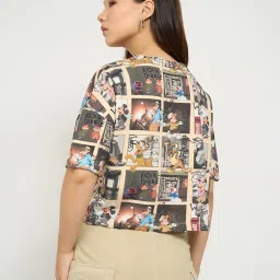 People By Pantaloons Multi Cotton Boxy Fit Printed T-Shirt image 2