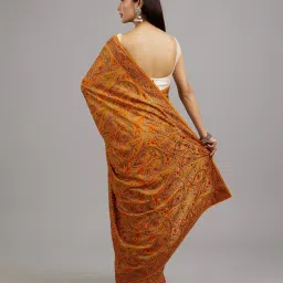 Mohey Mustard Georgette Embroidered Saare with Unstitshed Blouse image 2