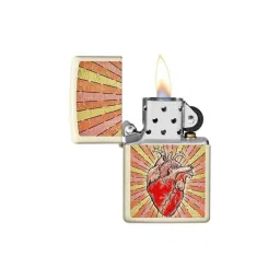 Zippo Matt Creame Heart Design Brass Windproof Pocket Lighter image 5