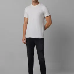 Louis Philippe Jeans Navy Cotton Regular Fit Distressed Jeans image 5