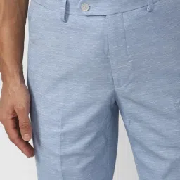 Van Heusen Blue Regular Fit Texture Trousers image 5