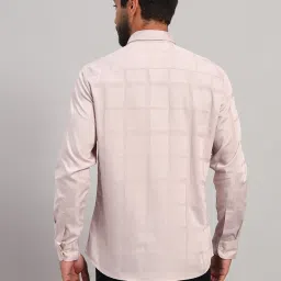 Cantabil Peach Cotton Regular Fit Checks Shirt image 2