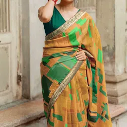 kalini MIRCHI FASHION Geometric Printed Zari Silk Blend Saree image 5