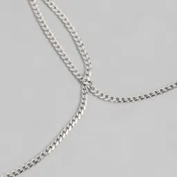 Zavya Sleeky Rhodium Plated Link Chain 92.5 Silver Anklet - Set of 2 image 5