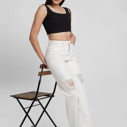 Spykar White Cotton High Rise Jeans image 5