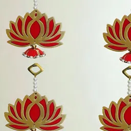 GADINFASHION 4Pcs Red & Yellow Textured Hanging Toran image 2