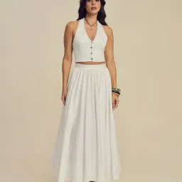 Label Frow White Stretchable Cotton Sylvie Top-image-1