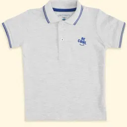 Pantaloons Baby Grey Cotton Printed Polo T-Shirt-image-1
