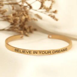 Joker & Witch Believe In Your Dreams Rose Gold Mantra Band Flexible fit Bracelet-picture-10