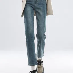 LULU & SKY Women Jean Straight Fit High-Rise Low Distress Light Fade Jeans-picture-25