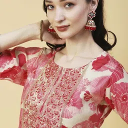 Fashor Pink Printed Straight Kurta image 5