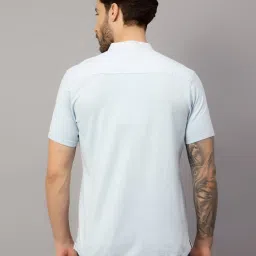 Cantabil Sky Blue Regular Fit Henley T-Shirt image 2