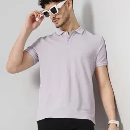 celio* Lilac Regular Fit Cotton Polo T-Shirt-image-46