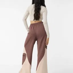 The Souled Store Multicolor Cotton Flare Fit Color Block Trousers image 2