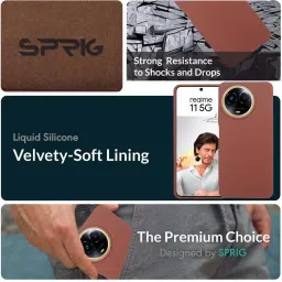 Sprig Liquid Silicone Back Cover for Realme Narzo 60X 5G (Brown) image 2