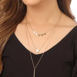 NVR 3 Layered Gold-Plated Minimal Layered Chain for Women image 2