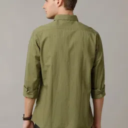 Cavallo By Linen Club Green Linen Slim Fit Shirt image 2