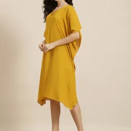 Qurvii Yellow Midi Shift Dress image 3