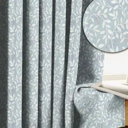 HOMEBREW FURNISHINGS Grey Melange & White Printed 2 Pieces Black Out Long Door Curtains image 2