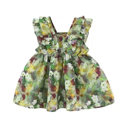 StyleCast x Revolte Girls Cotton Square Neck Floral Printed A-Line Dress-picture-0
