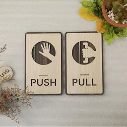 MustHome 2Pcs Beige & Brown Wooden Push Pull Stickers-picture-28