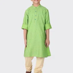 Fabindia Kids Green Printed Full Sleeves Kurta-picture-36