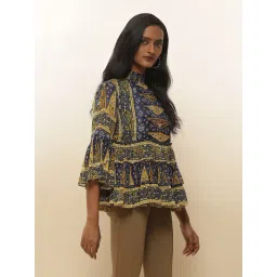 Label Ritu Kumar Blue Printed Top image 3