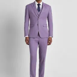 Peter England Elite Purple Slim Fit Three Piece Suit-image-0