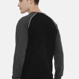 3PIN Black Regular Fit Cotton Colour-Block Sweatshirt image 2